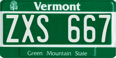 VT license plate ZXS667