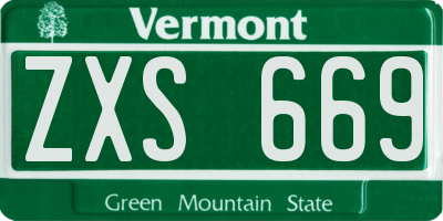 VT license plate ZXS669
