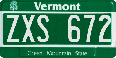 VT license plate ZXS672