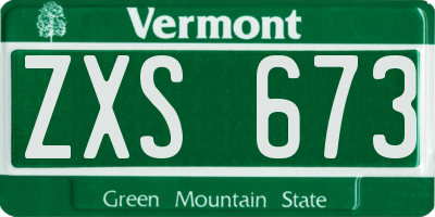 VT license plate ZXS673