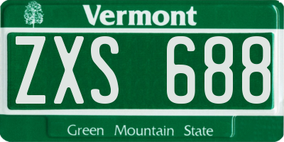 VT license plate ZXS688