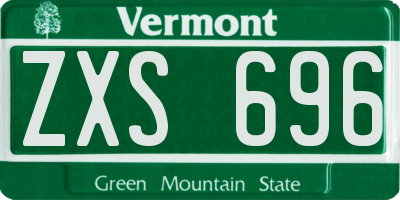 VT license plate ZXS696