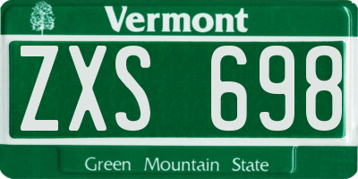VT license plate ZXS698