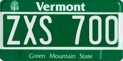 VT license plate ZXS700