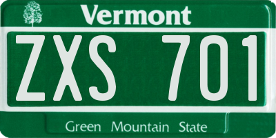 VT license plate ZXS701