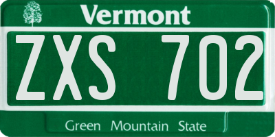 VT license plate ZXS702