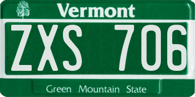 VT license plate ZXS706