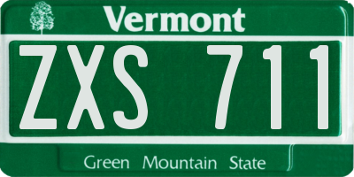 VT license plate ZXS711