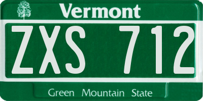 VT license plate ZXS712