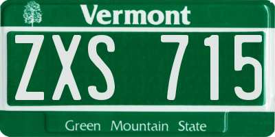 VT license plate ZXS715