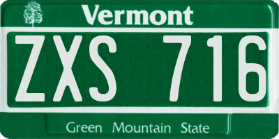 VT license plate ZXS716