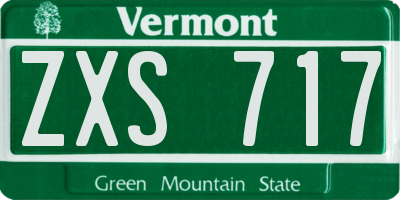 VT license plate ZXS717