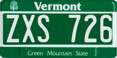 VT license plate ZXS726
