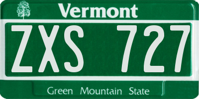 VT license plate ZXS727