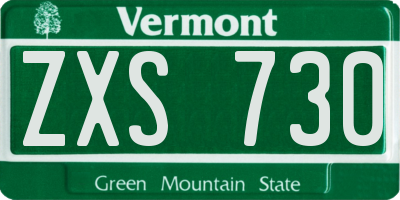 VT license plate ZXS730