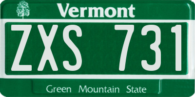 VT license plate ZXS731