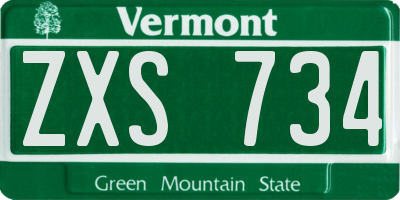 VT license plate ZXS734