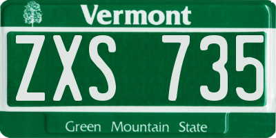 VT license plate ZXS735