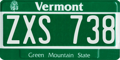 VT license plate ZXS738
