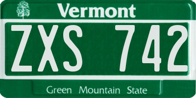 VT license plate ZXS742