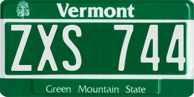 VT license plate ZXS744