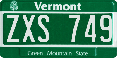 VT license plate ZXS749