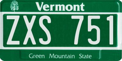 VT license plate ZXS751