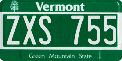 VT license plate ZXS755