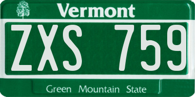 VT license plate ZXS759