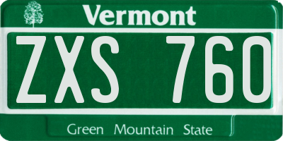 VT license plate ZXS760