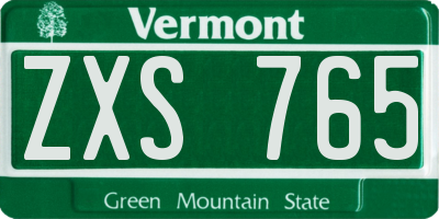 VT license plate ZXS765