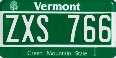 VT license plate ZXS766