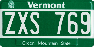 VT license plate ZXS769