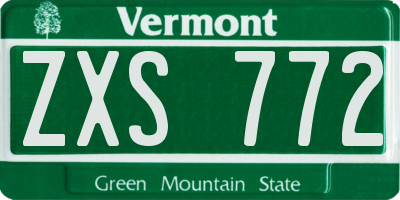 VT license plate ZXS772