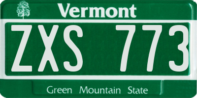 VT license plate ZXS773