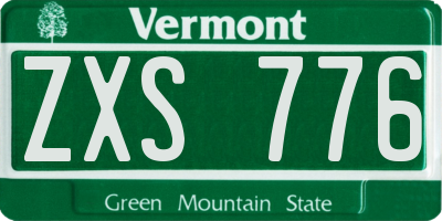 VT license plate ZXS776
