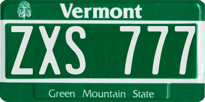 VT license plate ZXS777