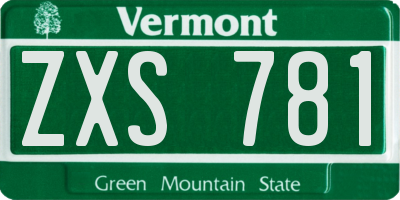 VT license plate ZXS781