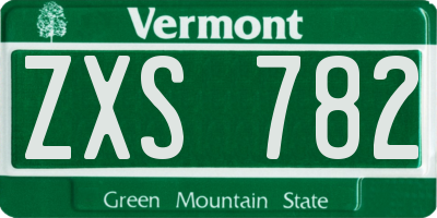 VT license plate ZXS782
