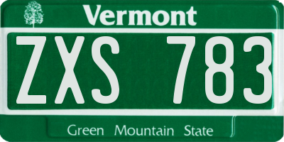 VT license plate ZXS783