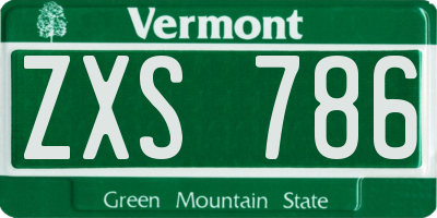 VT license plate ZXS786