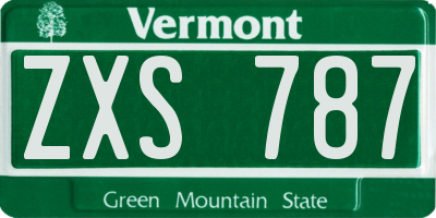 VT license plate ZXS787