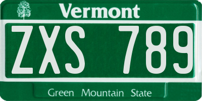 VT license plate ZXS789