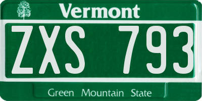 VT license plate ZXS793