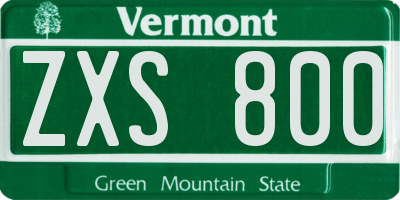 VT license plate ZXS800