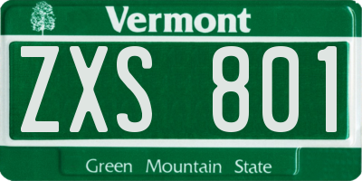 VT license plate ZXS801