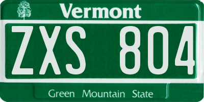 VT license plate ZXS804
