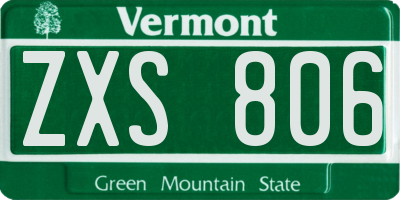 VT license plate ZXS806