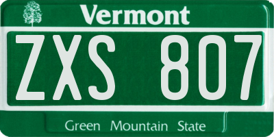 VT license plate ZXS807
