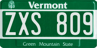 VT license plate ZXS809